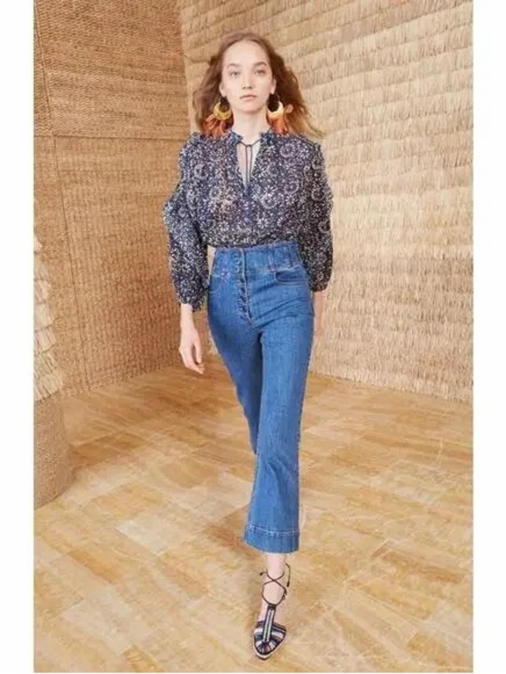 High-Rise Button-Fly Crop Jeans - Blue